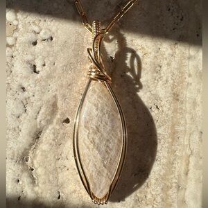 14k Gold Filled African Moonstone Necklace Pendant